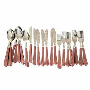 23 Regent Sheffield Stainless Flatware Lot Festive Pink Mauve Vintage Replace